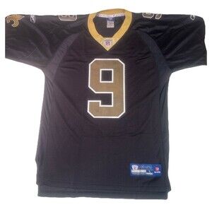 NFL Reebok On Field Drew Brees New Orleans Saints #9 Black Jersey Size L